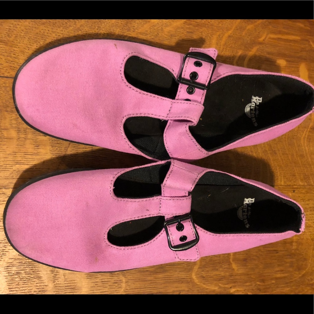 Pink fabric Dr. Marten shoes womens 11